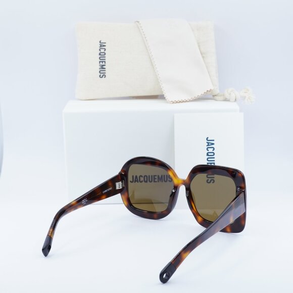Jacquemus CARRE ROND JAC/10 C2 Sunglasses Havana Geometric Frame, Brown Lenses - Picture 12 of 12